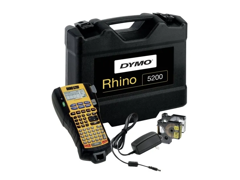 DYMO Rhino 5200 - Hard Case Kit - etikettemaskine - S/H - Rulle (1,9 cm) - skærer - gul