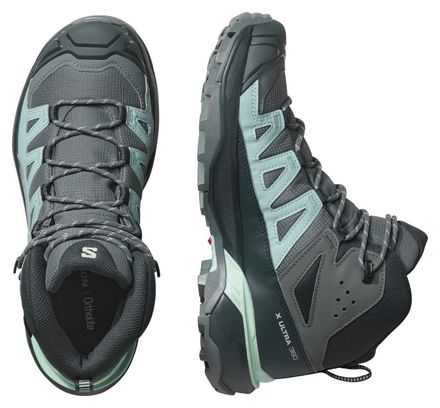 Chaussures de Randonnée Salomon X Ultra 360 Mid GTX Gris/Bleu Femme