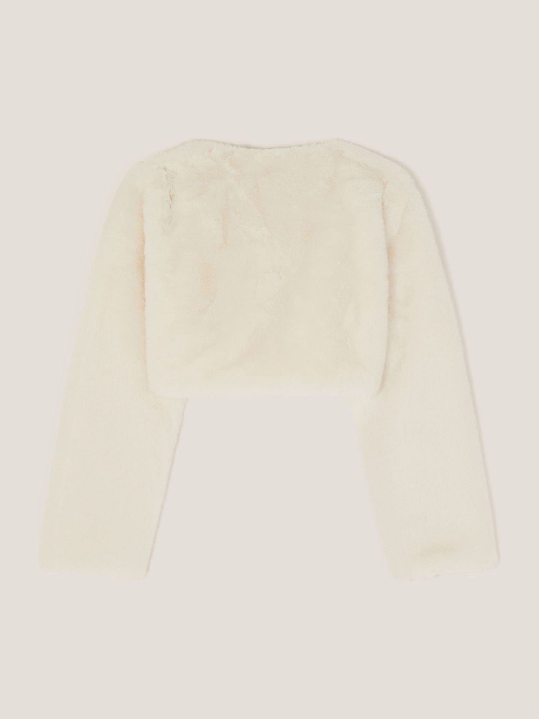Crème - Monsoon Marie Bow bolero van imitatiebont