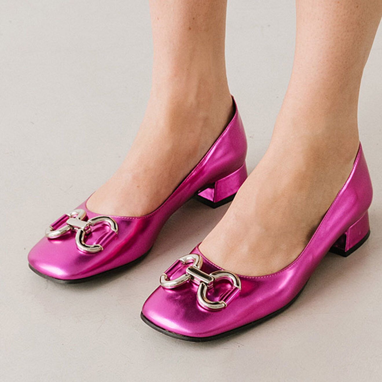 Jonak Ballerines en Cuir metallisé Doston fuchsia