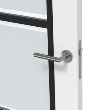 Arne & Bodil binnendeur ABB103 mat glas met blanke rand - wit afgelakt - glaslat diep zwart
