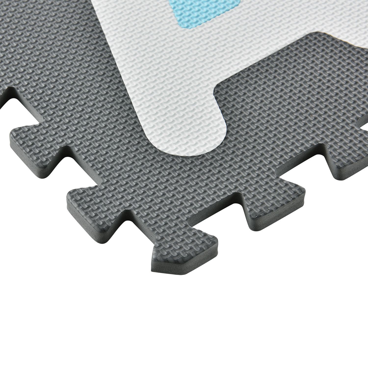 Juskys Kinder Puzzlematte Noah 36 Teile mit Buchstaben & Zahlen - rutschfest – blau für Jungen
