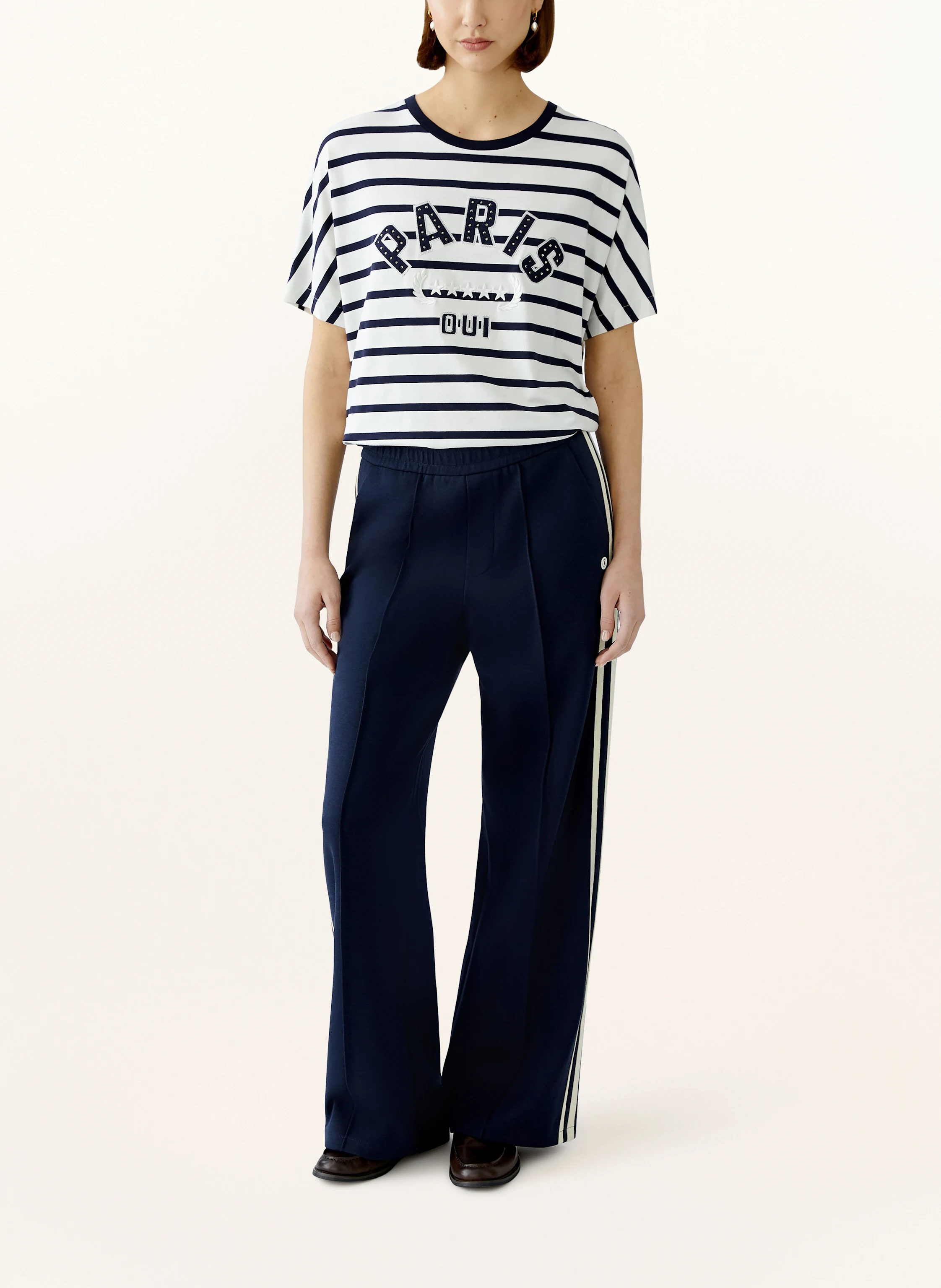oui T-Shirt mit Schmucksteinen