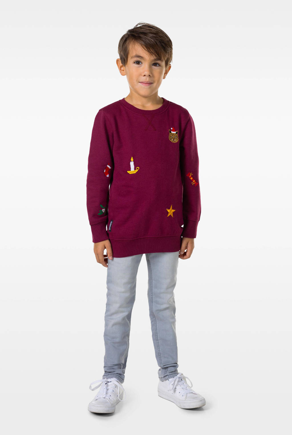 OppoSuits sweater X-Mas Icons met all over print bordeaux
