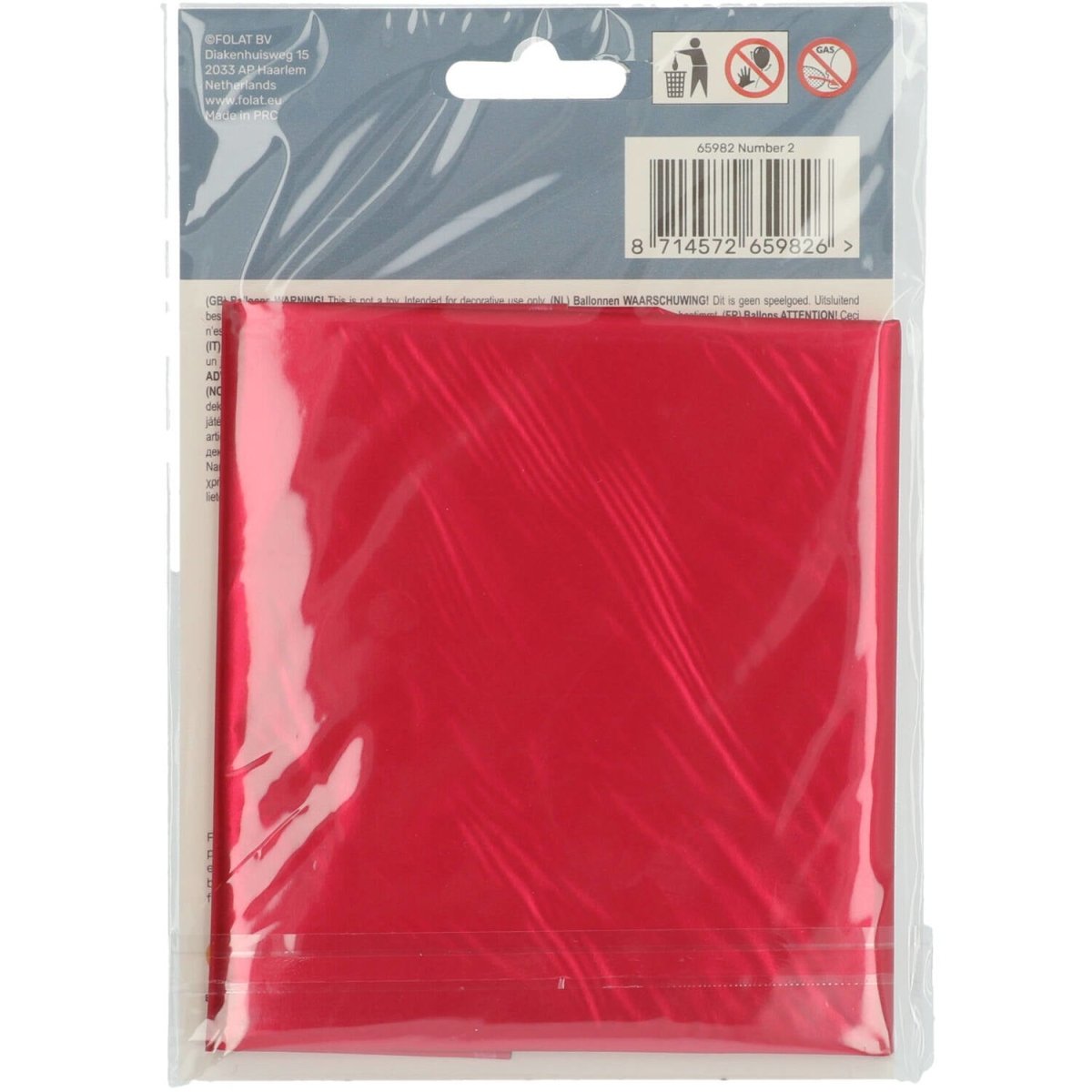 Folie Ballon Cijfer 2 Mat Rood XL 86cm leeg
