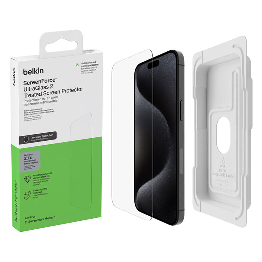 Belkin ScreenForce UltraGlass 2 Treated Screen Protector pour iPhone 16 Pro
