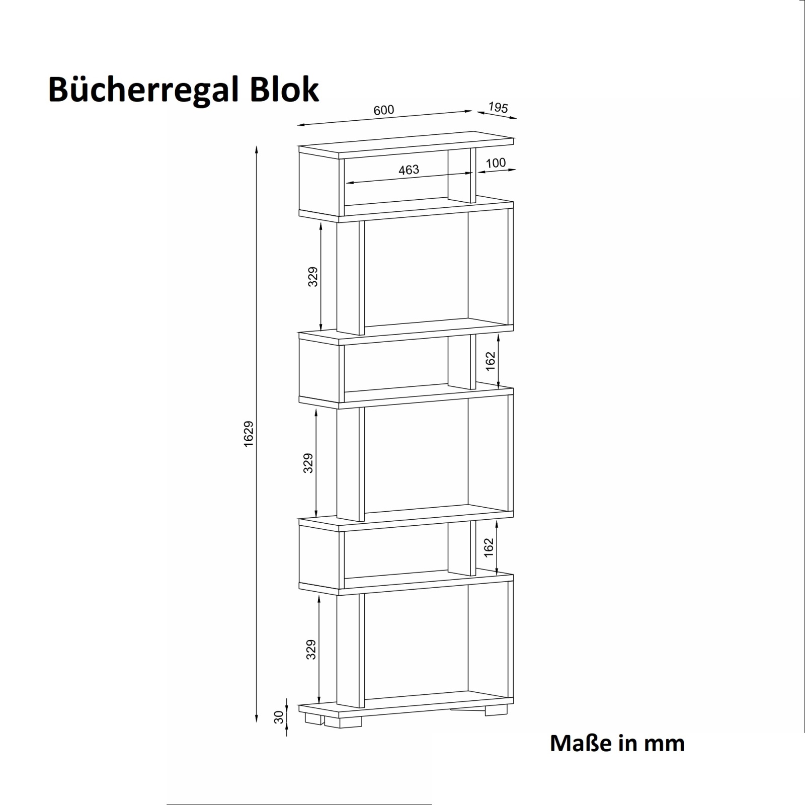Bücherregal - weiß-holzfarben - 60 cm breit