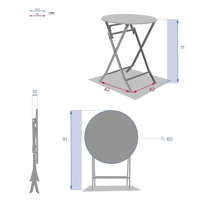 Table de jardin pliante ronde GREENSBORO Grenade