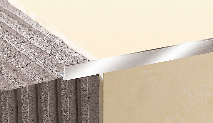 Profilé de carrelage intérieur angle droit alu 22 mm x 2.5 m, ép.0,1 cm Diall gris