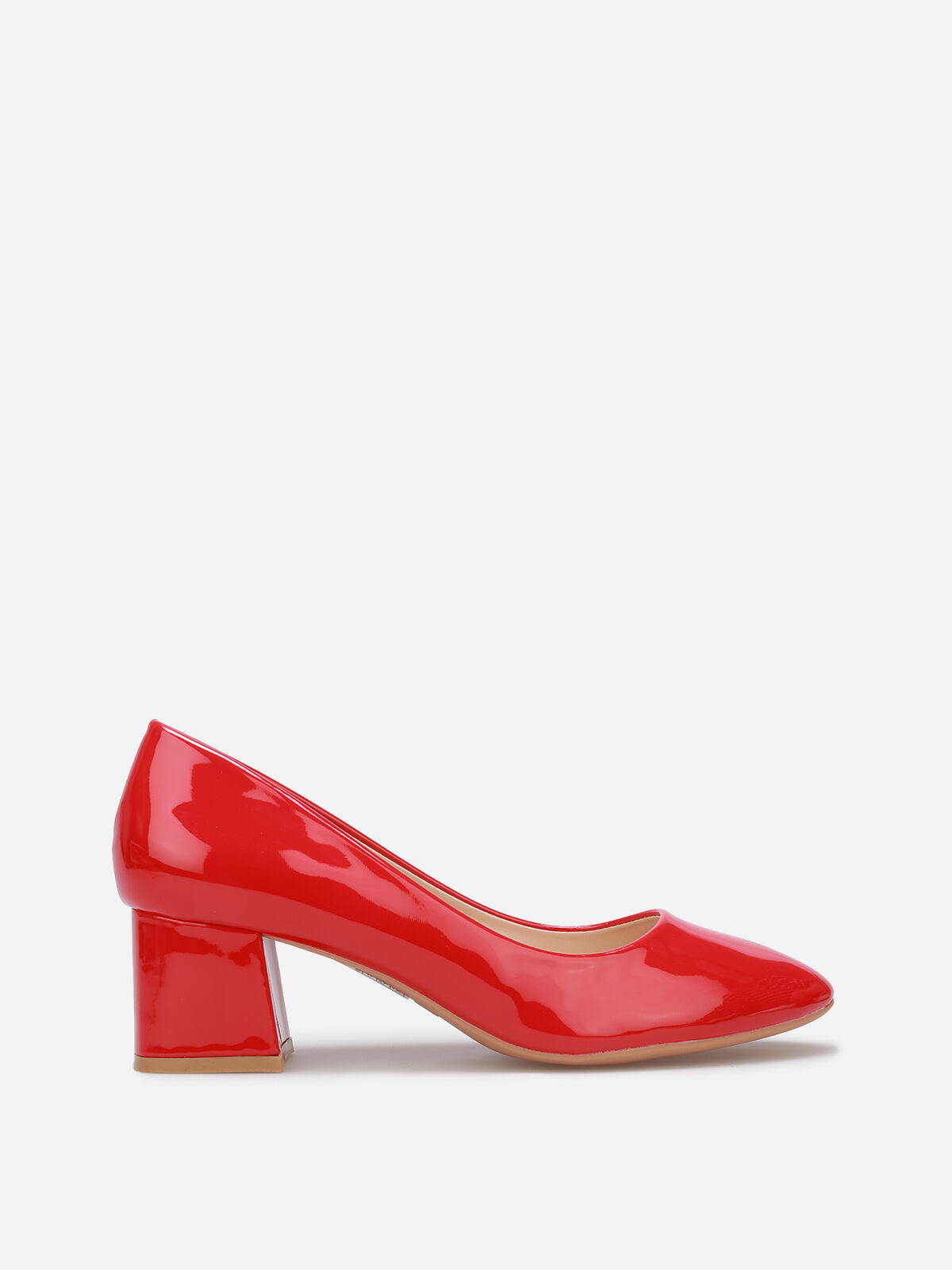 Escarpins vernis à talon carré- Rouge