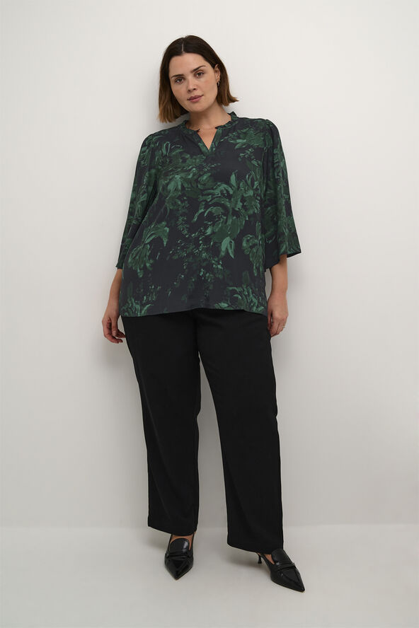 Kaffe Curve KCmina Blouse Black/green painted flower
