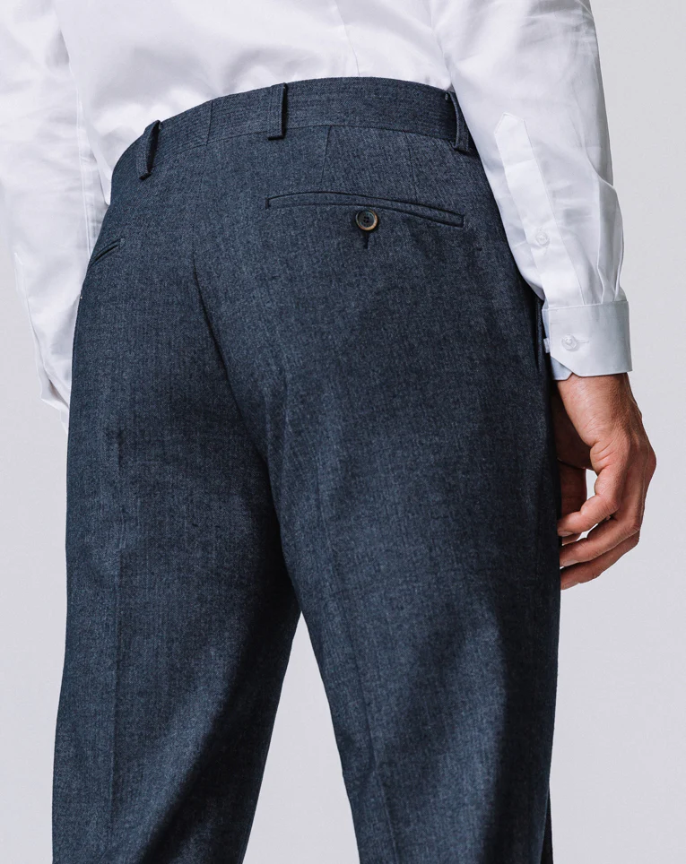 PANTALON MOTIF CHEVRON BLEU