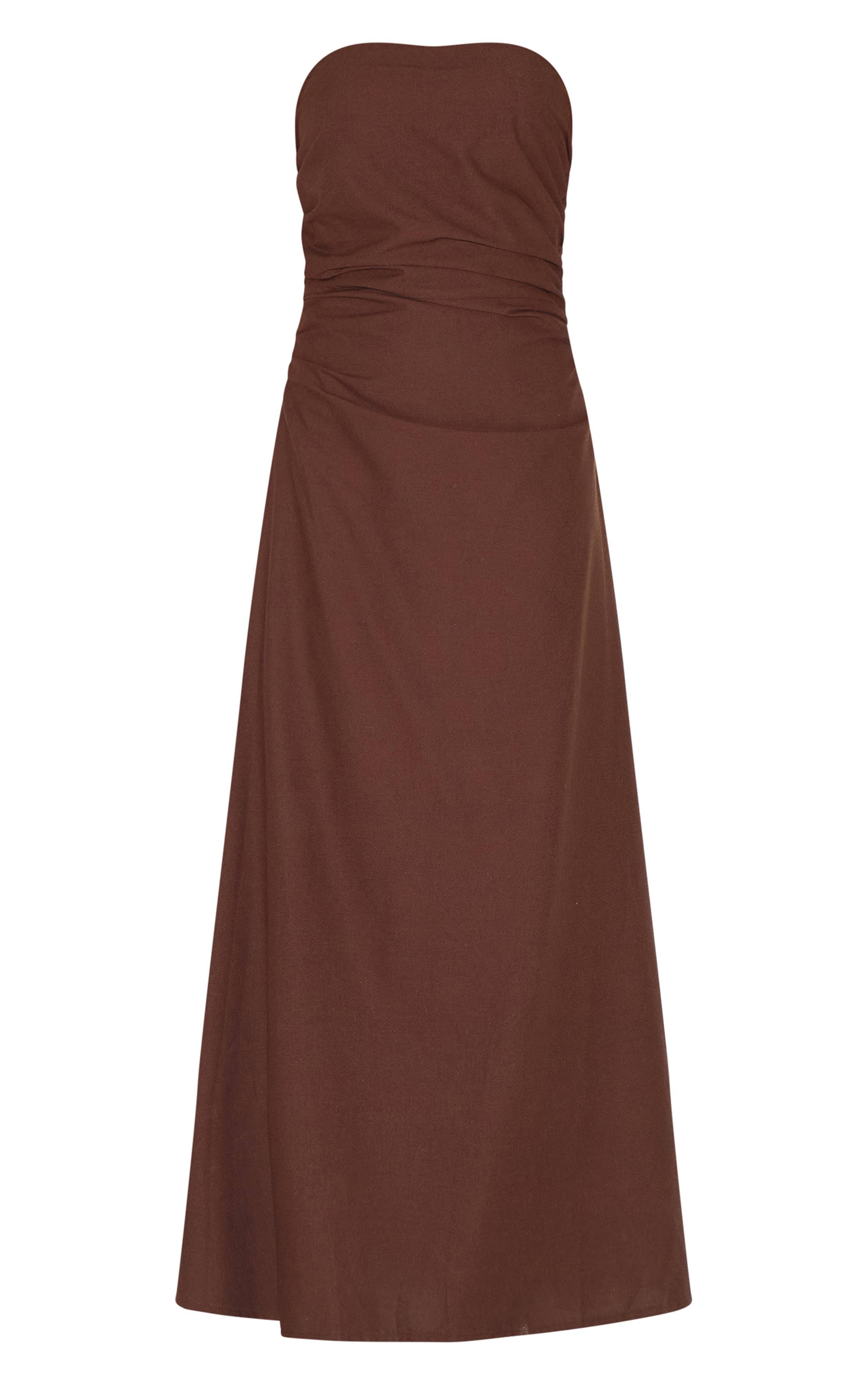 Chocolat Robe Maxi Bandeau Aspect Lin Petite