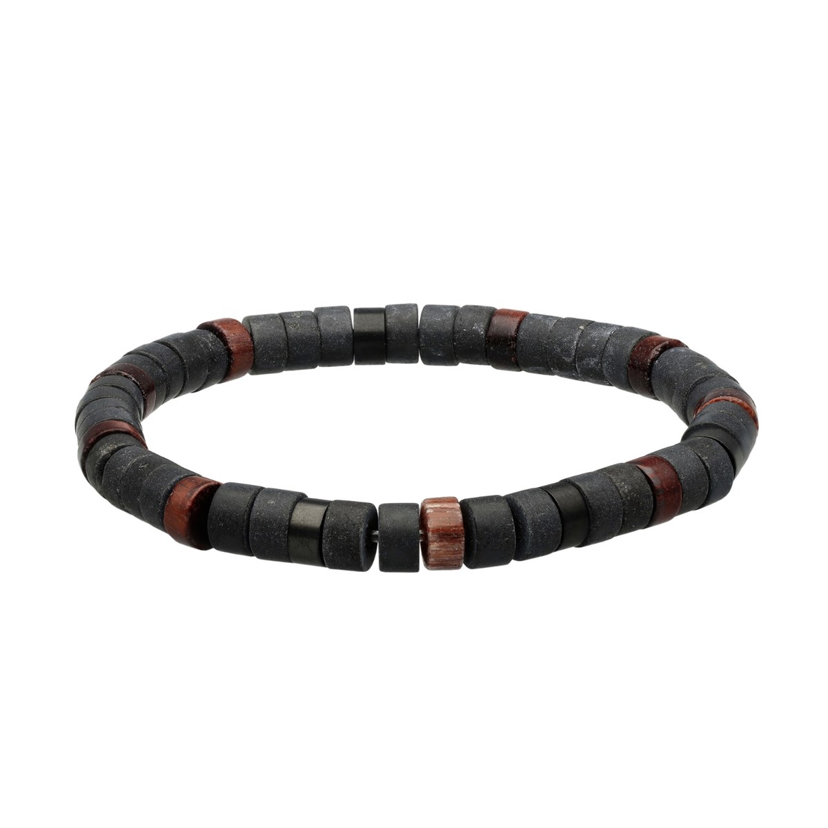 Bracelet Perles Heishi Pierres Naturelles Agate Noire oeil De Tigre Rouge-Small-16cm