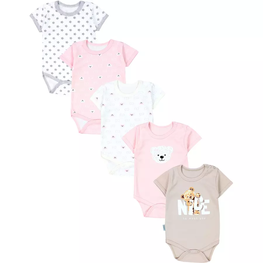 TupTam Mädchen Baby Body Kurzarm 5er Pack rosa Modell 1