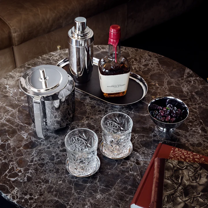 Georg Jensen - Manhattan Untersetzer 4er-Set, Edelstahl / Leder