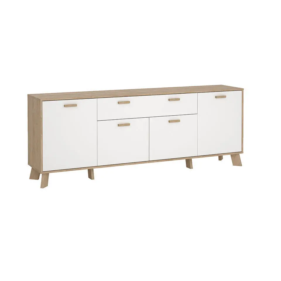 Hioshop Ikast dressoir 4 deuren- 1 lade eiken decor- wit