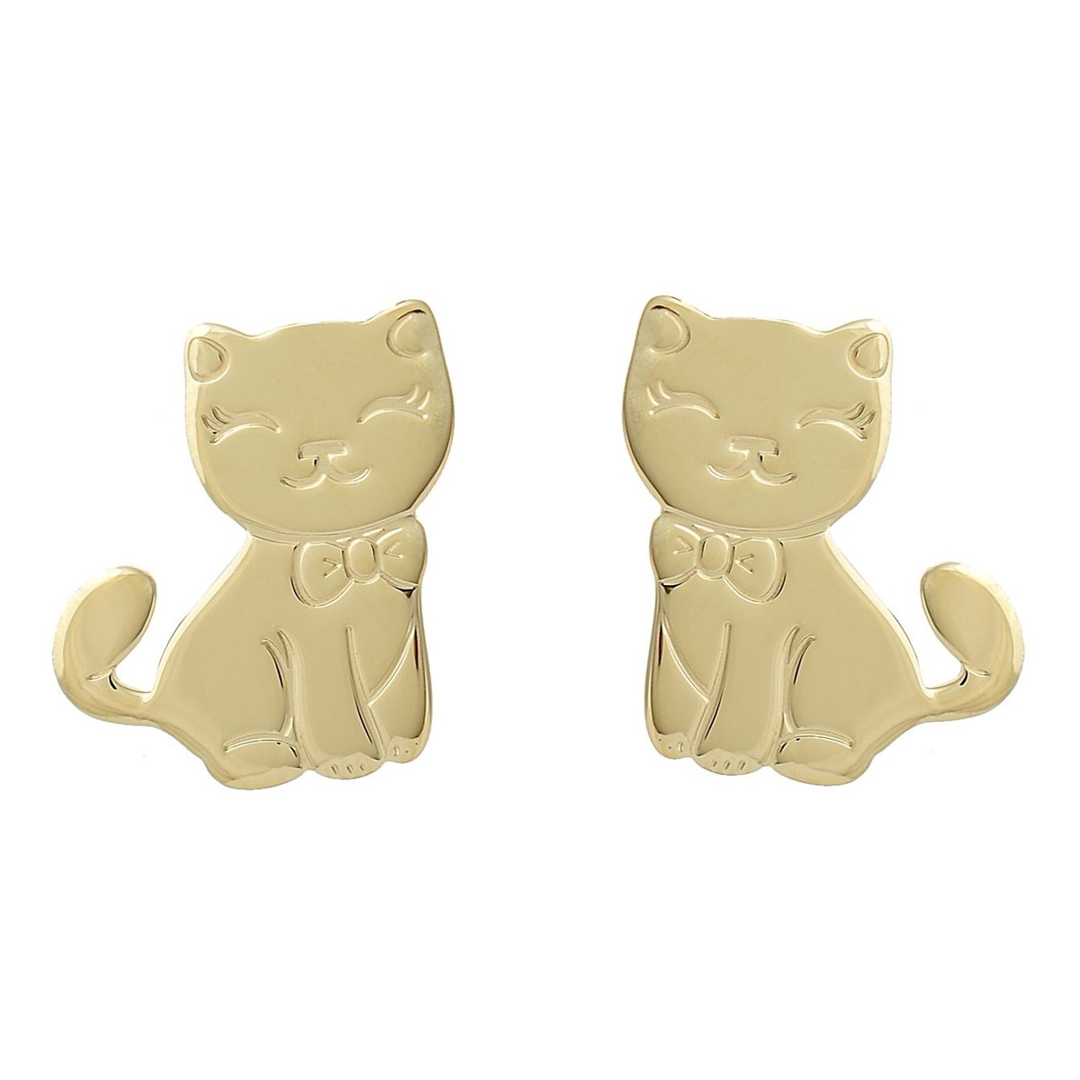 Boucles d'oreilles chat pour enfant Plaqué OR 750 3 microns