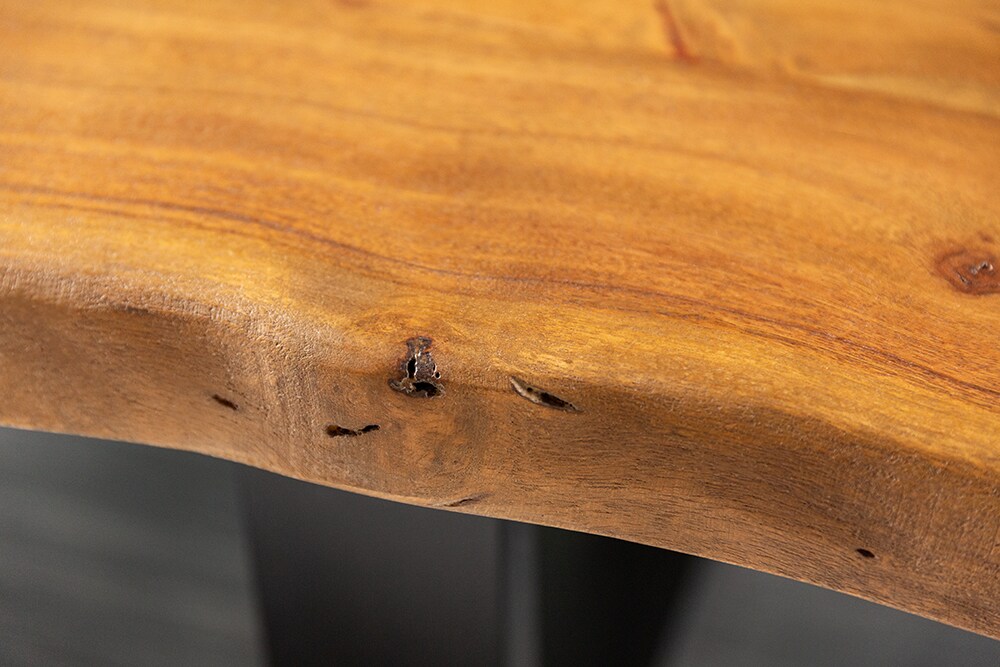 riess-ambiente Couchtisch MAMMUT - 110cm Akazie schwarzes Metallgestell 3,5cm Tischplatte Massivholz Baumstamm