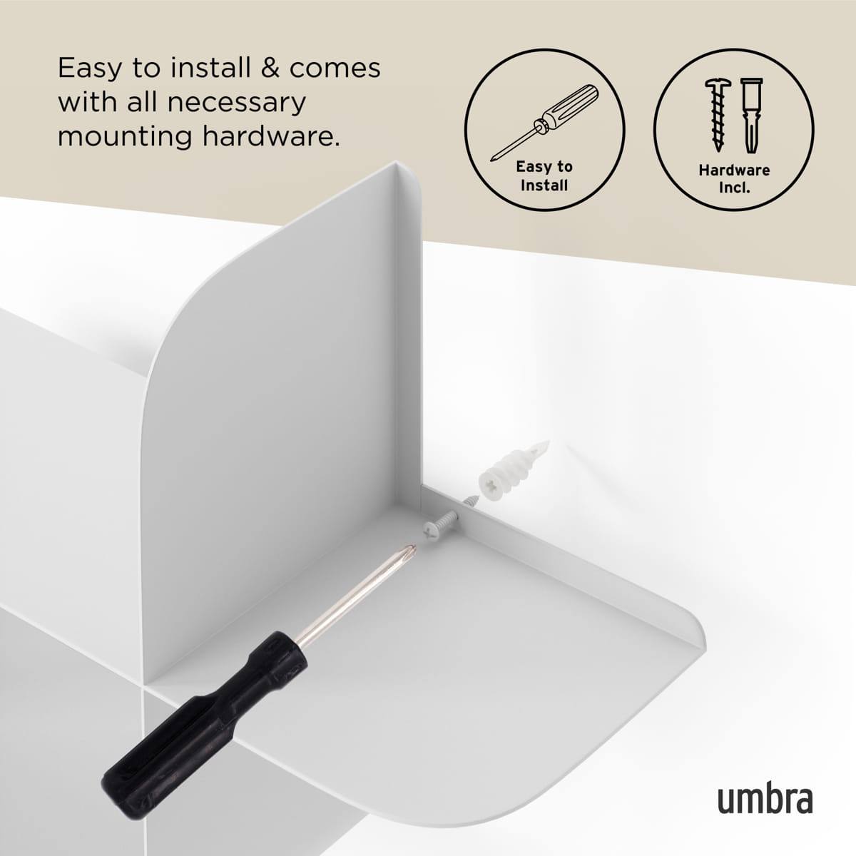 Wandplank Montage metaal wit - set van 2