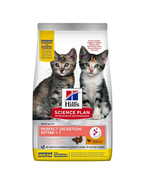 Hill's Kitten Perfect Digestion Kip&Bruine Rijst - Kattenvoer