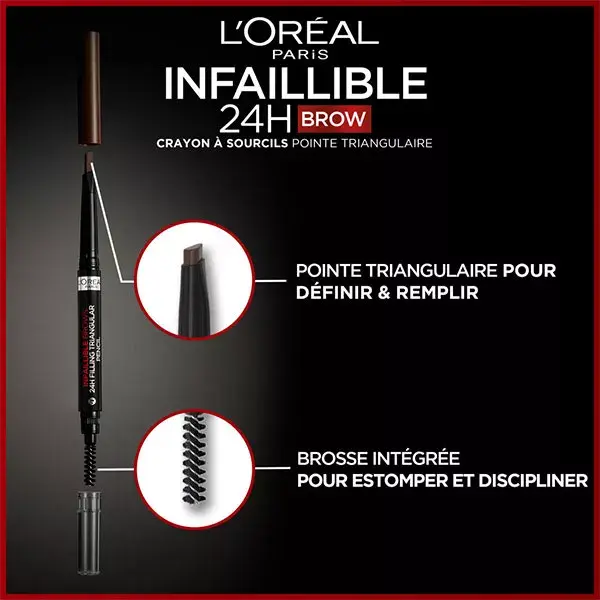 Lápis para Sobrancelhas L'Oréal Paris Infallible Brows 24h nº 3 Castanho Escuro 1ml