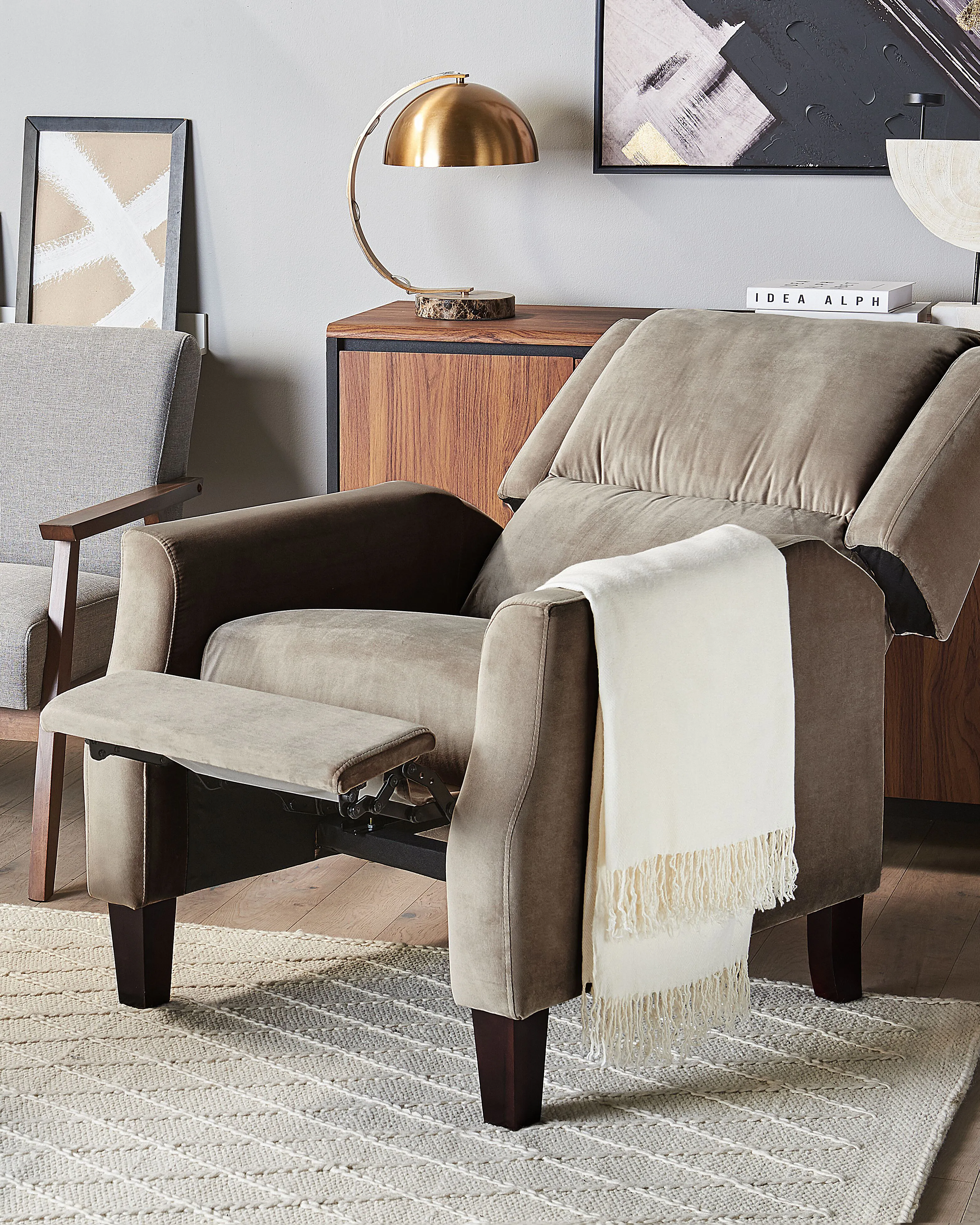 Relaxfauteuil EGERSUND Fluweel Taupe