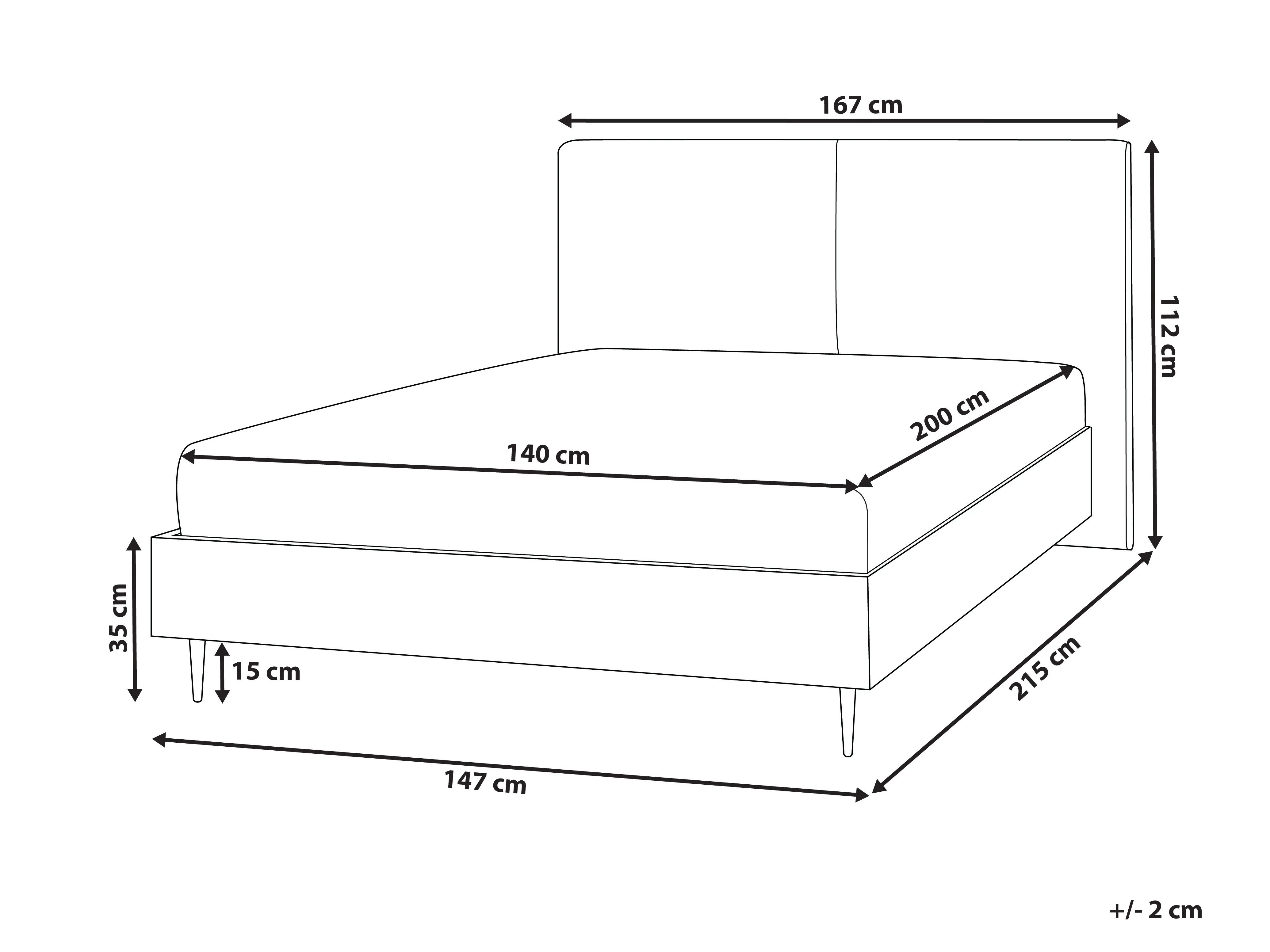 Bed Bouclé IZERNORE 140 x 200 cm Beige