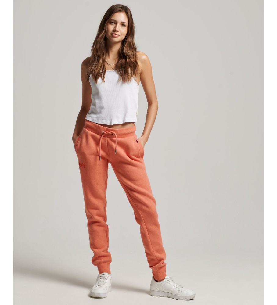 Calças de moletom Superdry Vintage Logo com logotipo laranja bordado