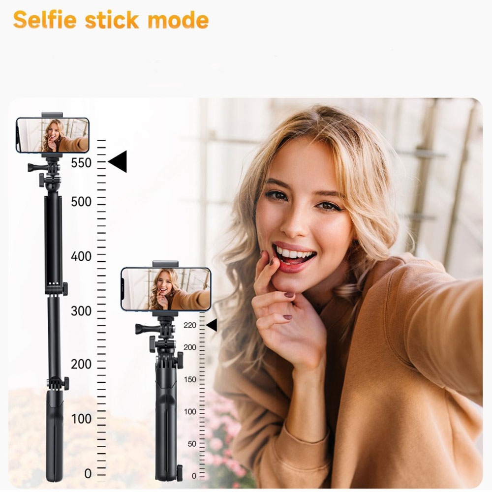 (54cm) 2 in 1 Universal Tripod und Selfie Stick Multi Mount für GoPro / Kameras mit 360° und Dreibein-Stativ - Schwarz