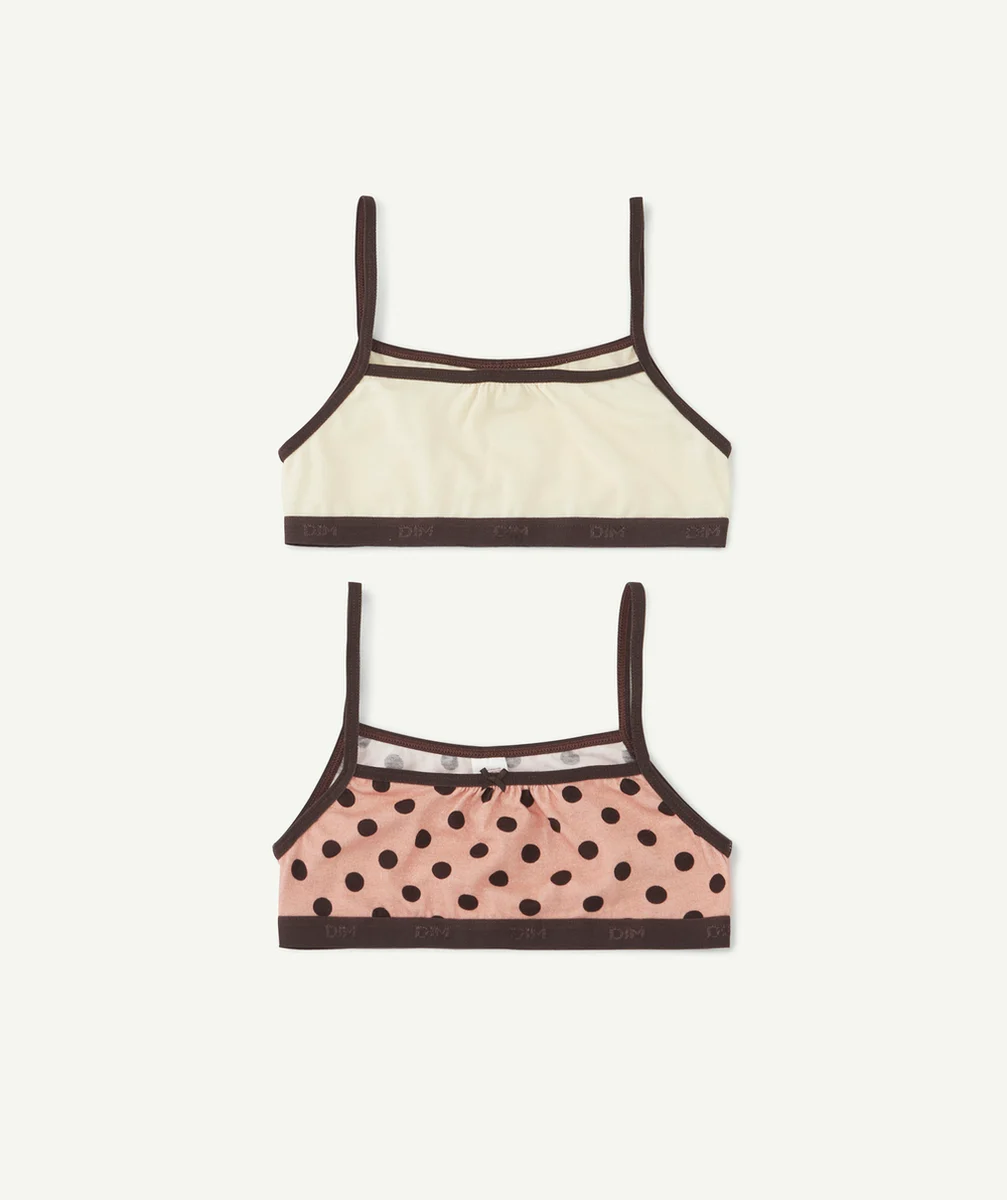 DIMLOT DE 2 BRASSIÈRES CRÈME ET IMPRIMÉE À POIS