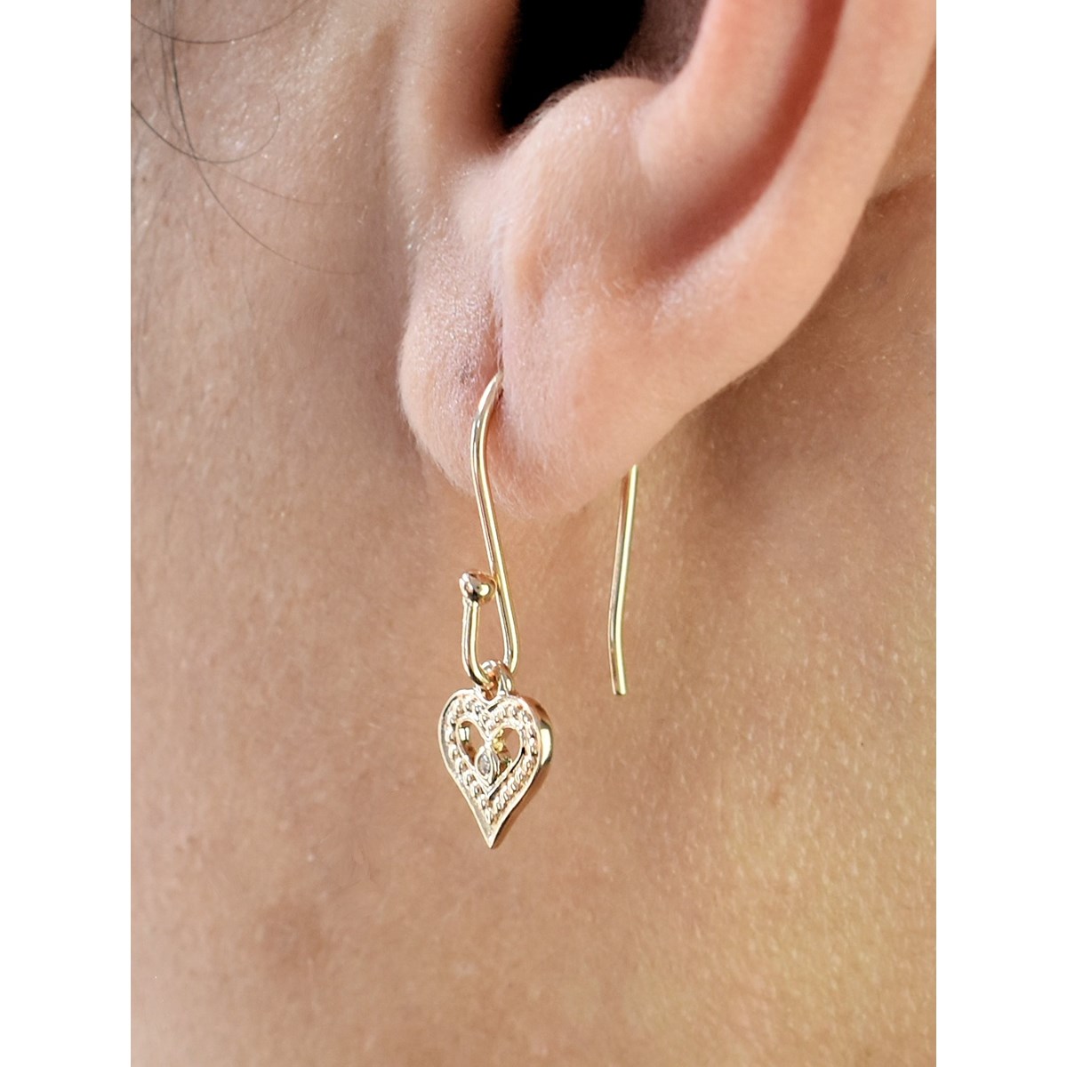 Boucles d'oreilles coeur ajouré oxyde de zirconium Plaqué OR 750 3 microns