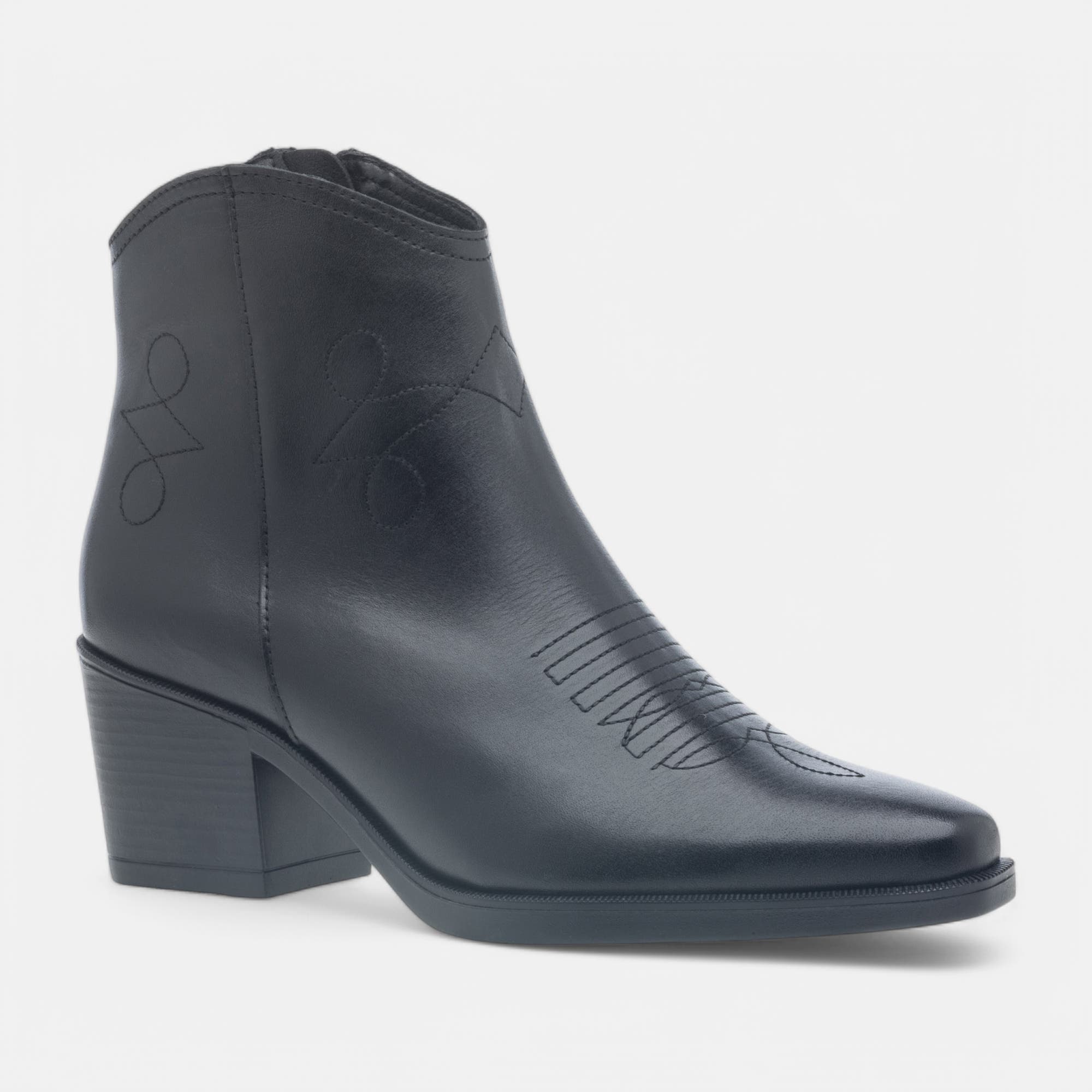 Santiags à talon Femme en cuir noir