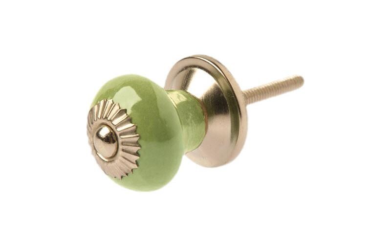Möbelgriff handgemacht, Ø 2.7 cm, Hellgrün/SilberMöbelknauf einfarbig