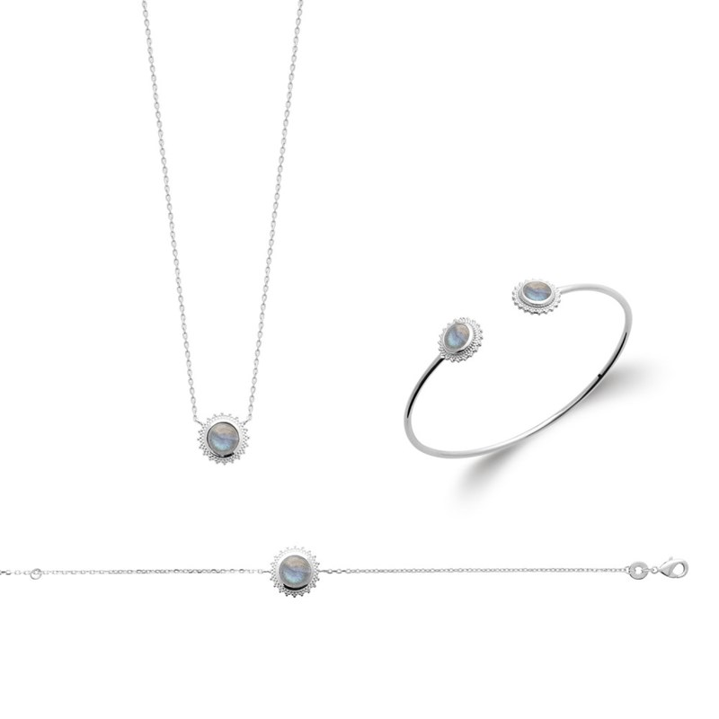 Bracelet Femme - Argent 925 - Labradorite - Longueur : 18 cm