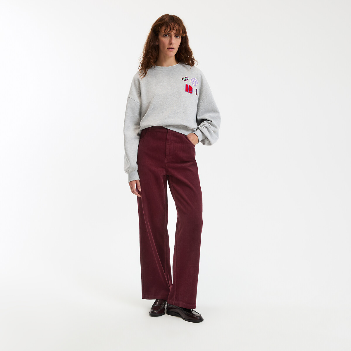 COLEÇÕES LA REDOUTE<br>Jeans largos de veludo cotelê