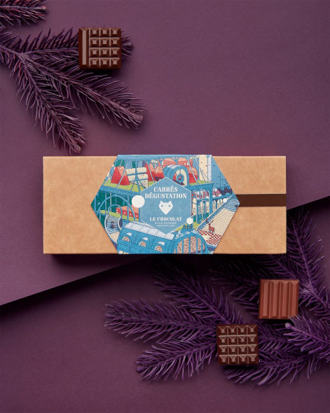 Carrés Dégustation Noël 50pc | Le Chocolat Alain Ducasse 250g