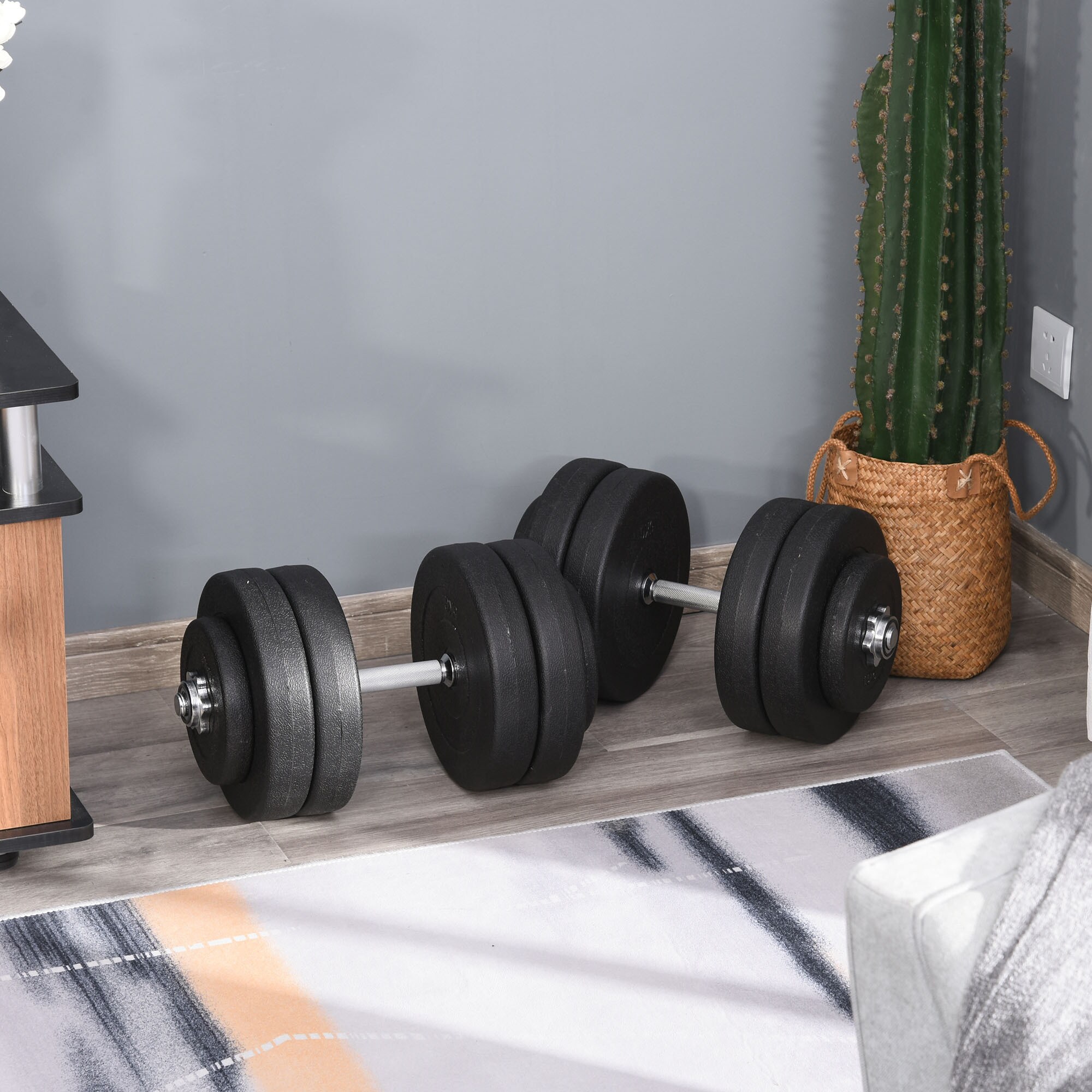 HOMCOM Kurzhantel-Set mit 1,5 und 5 kg Gewichtscheiben schwarz Ø24,5 x 4,3H cm