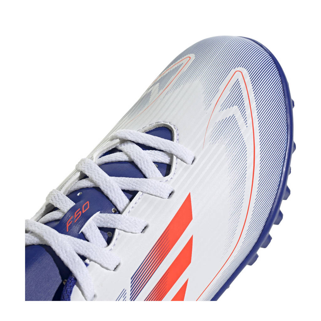 adidas F50 Club junior voetbalschoenen wit/rood/kobaltblauw