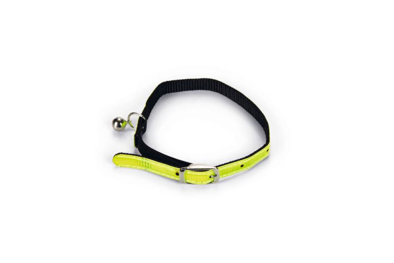 BEEZTEES Reflecterend - Kattenhalsbandje - Geel - 19 tot 32 cm