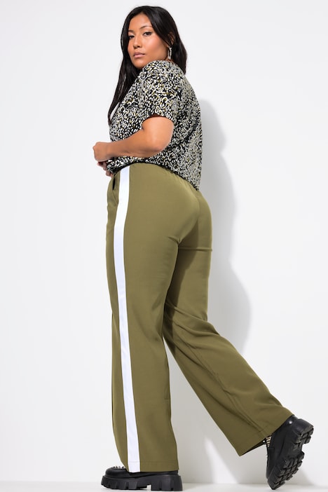 Hose, Wide Legs, Biese, Seitenstreifen, Elastikbund