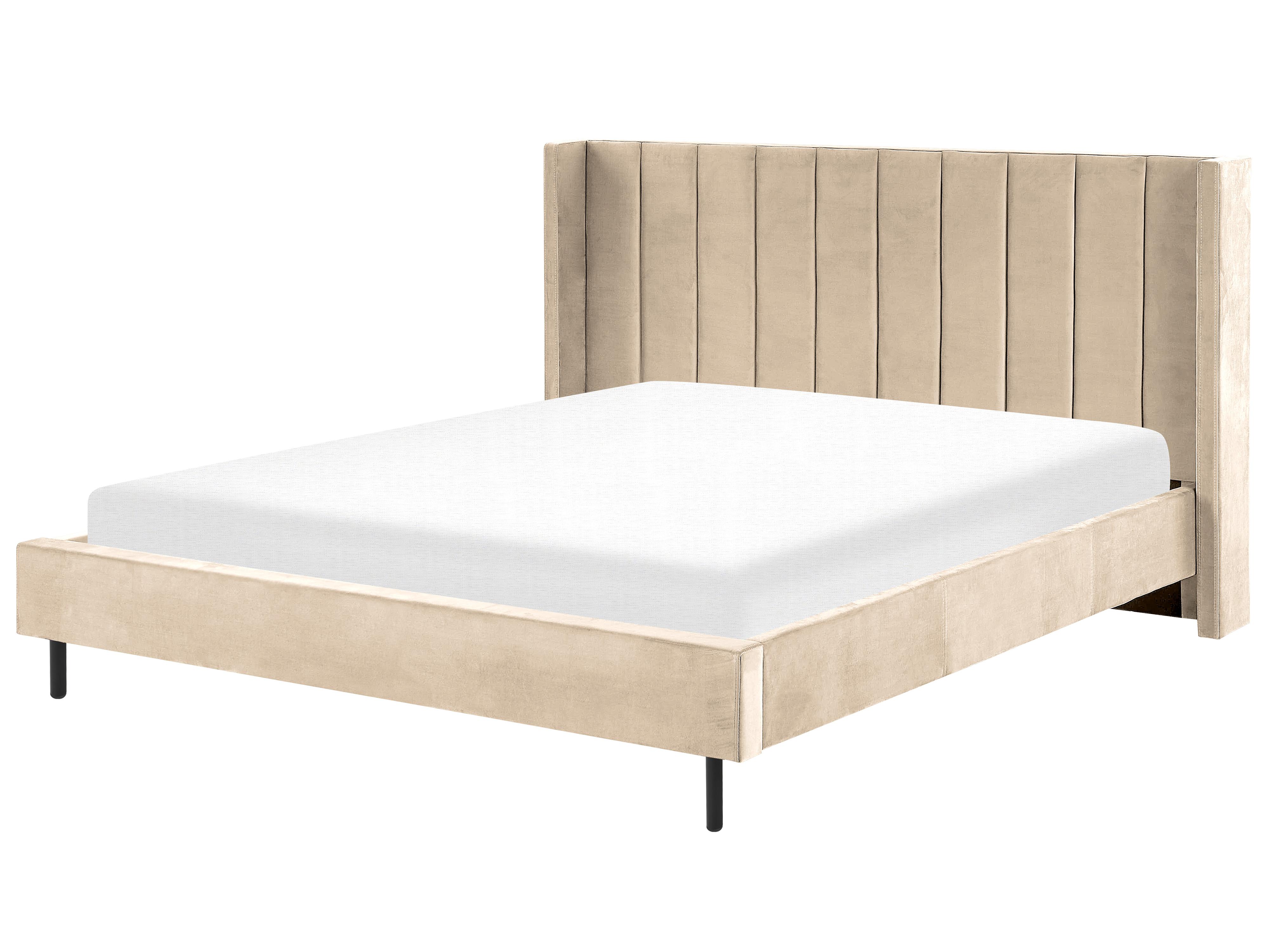 Bed Fluweel VILLETTE 180 x 200 cm Beige