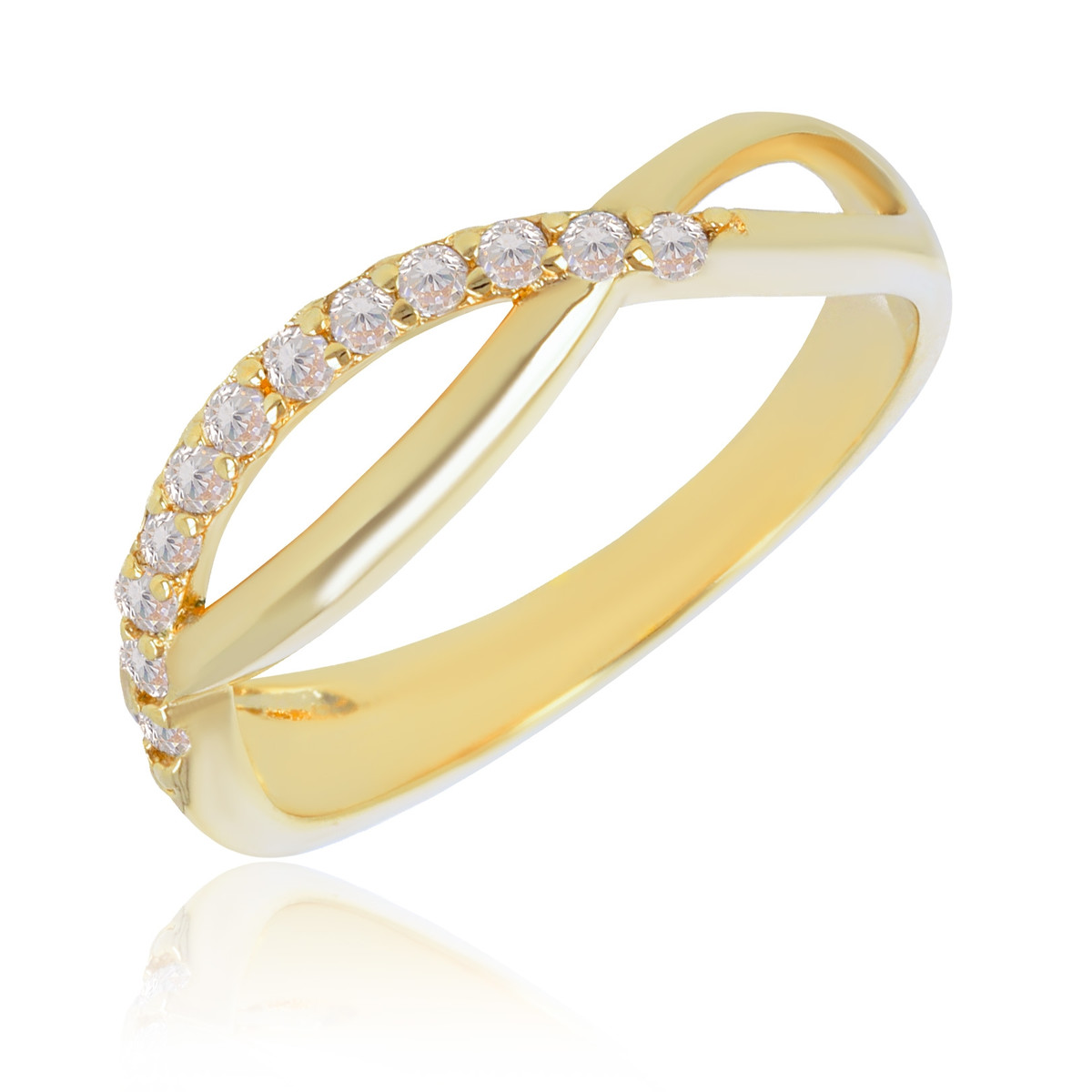 Bague plaqué or infini demi-alliance avec cubic zirconia