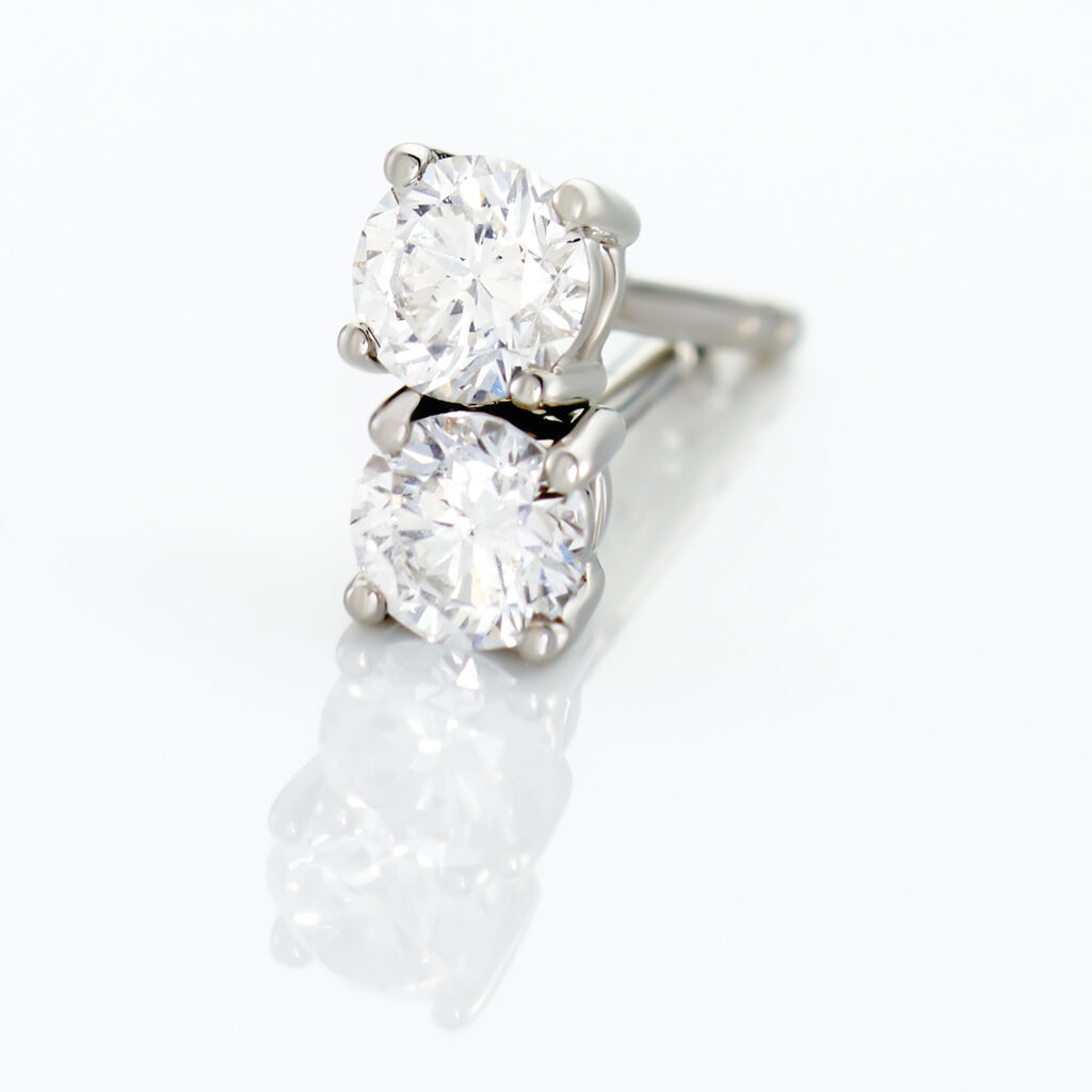 Boucles D'oreilles Puces Victoria Platine Blanc Diamant