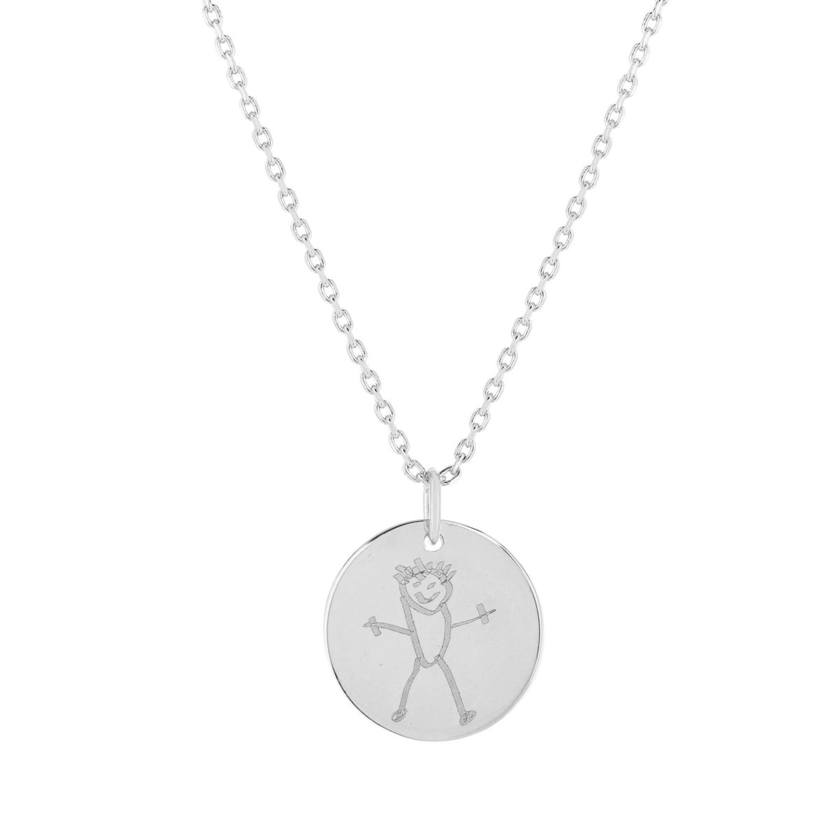 Collier en argent 925 médaille ronde à graver