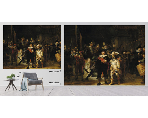 Vliesfotobehang HRBP000025 Rembrandt van Rijn De Nachtwacht 5-delige set 243 x 184 cm