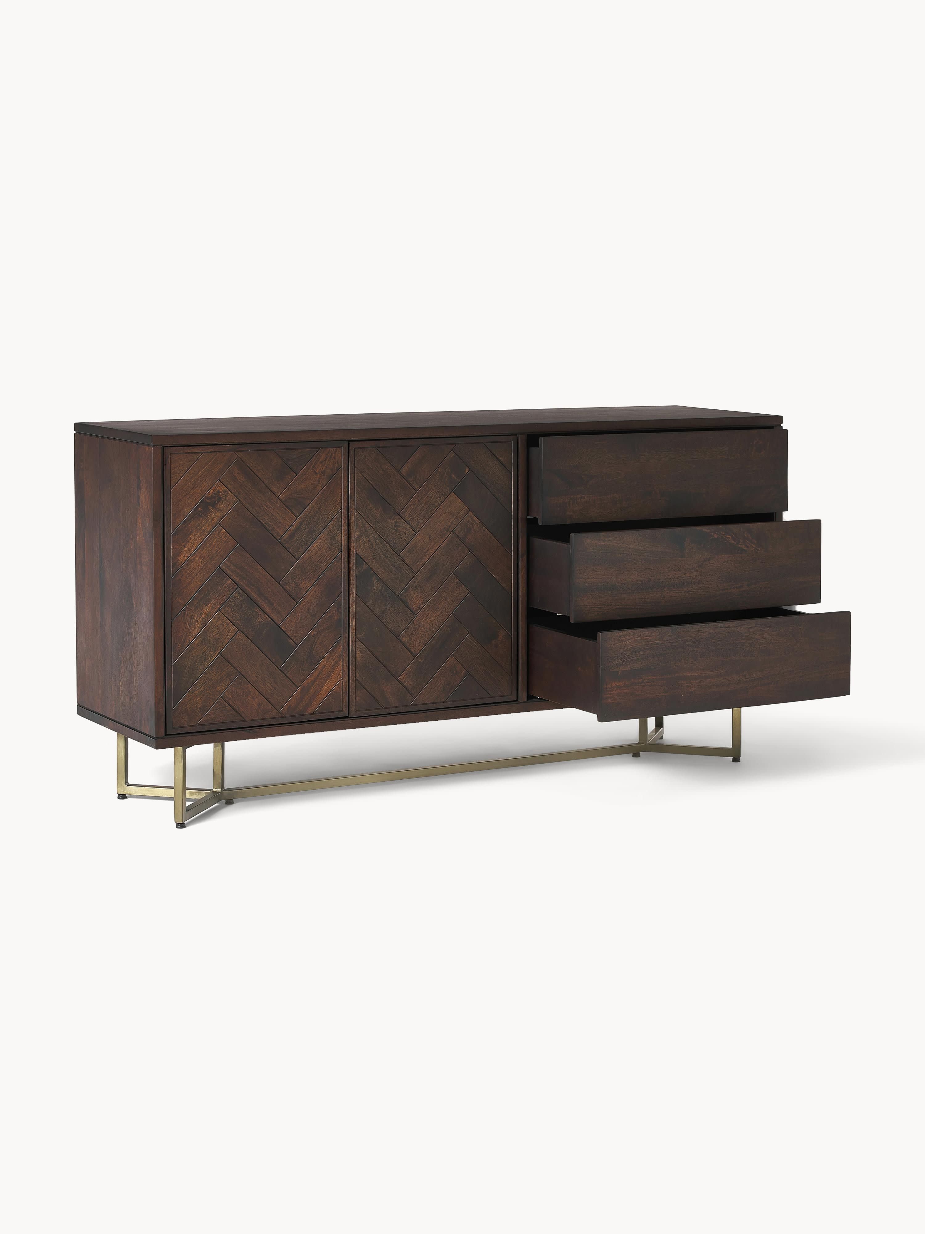 Dressoir Luca van mangohout met visgraat-patroon