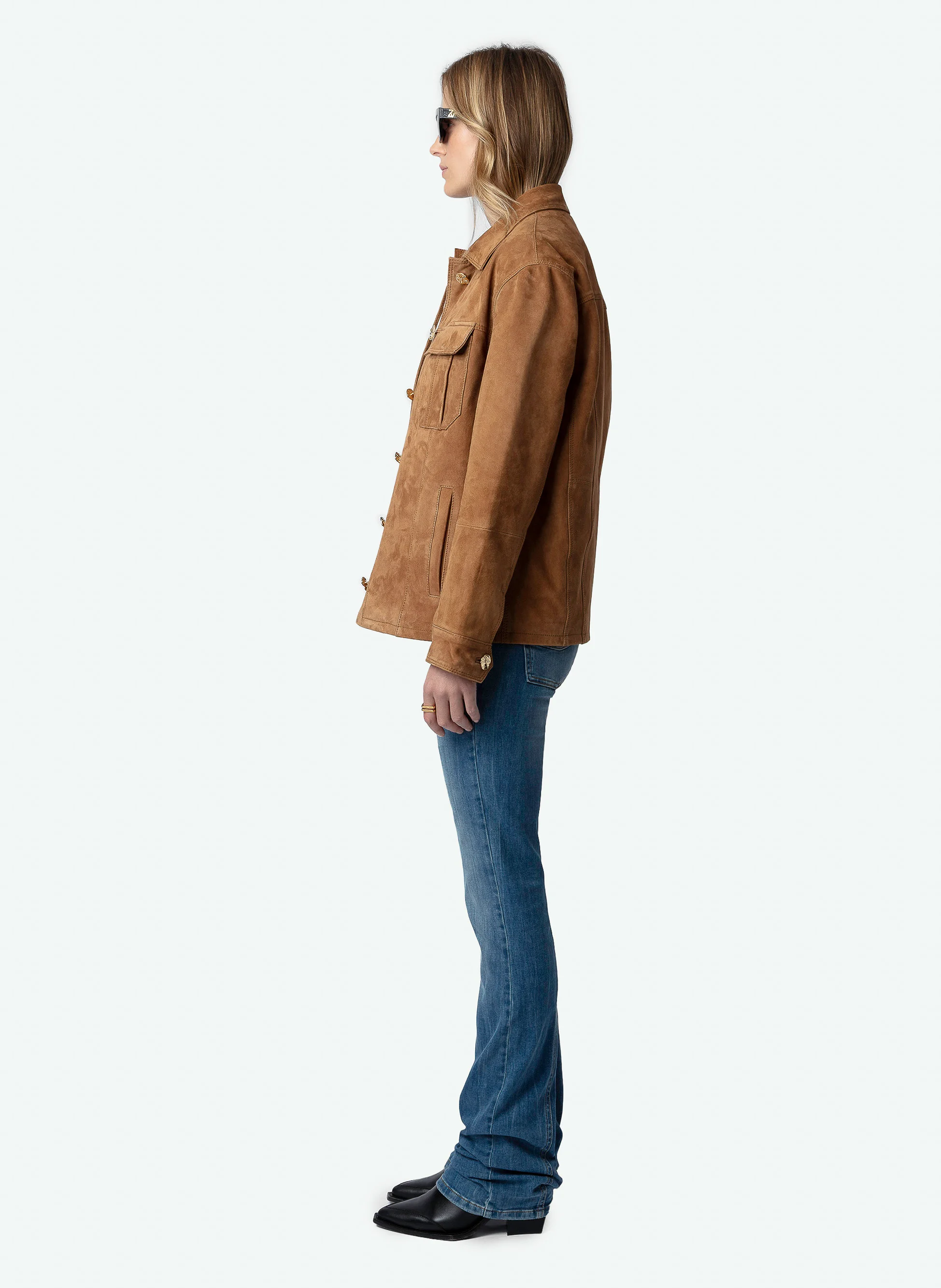 KUBA - Veste en cuir velours | Marron