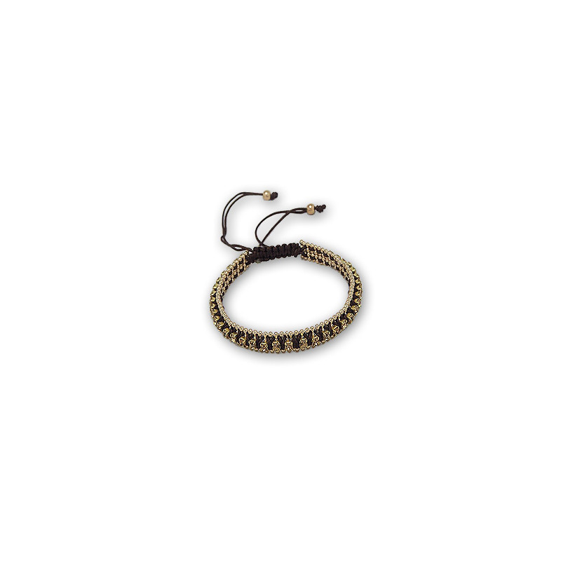 Bracelet Marron, Cristal et Acier Or