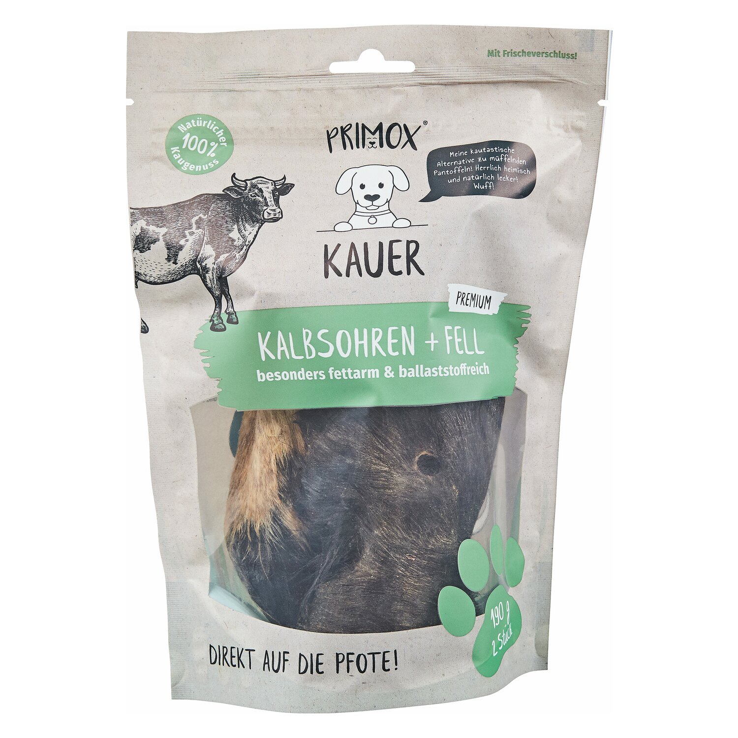 PRIMOX Kalbsohren mit Fell - 100g
